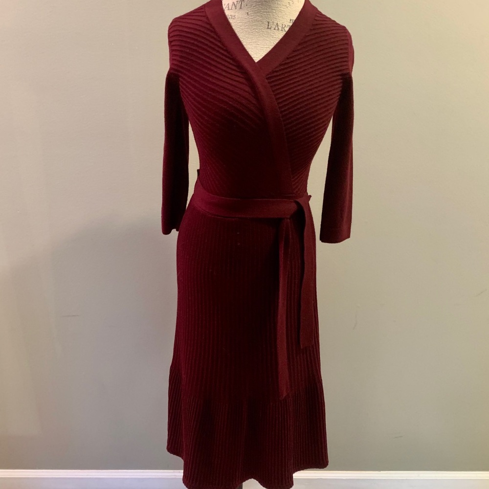 Burgundy Kate Spade Wrap Sweater Dress XS NWT